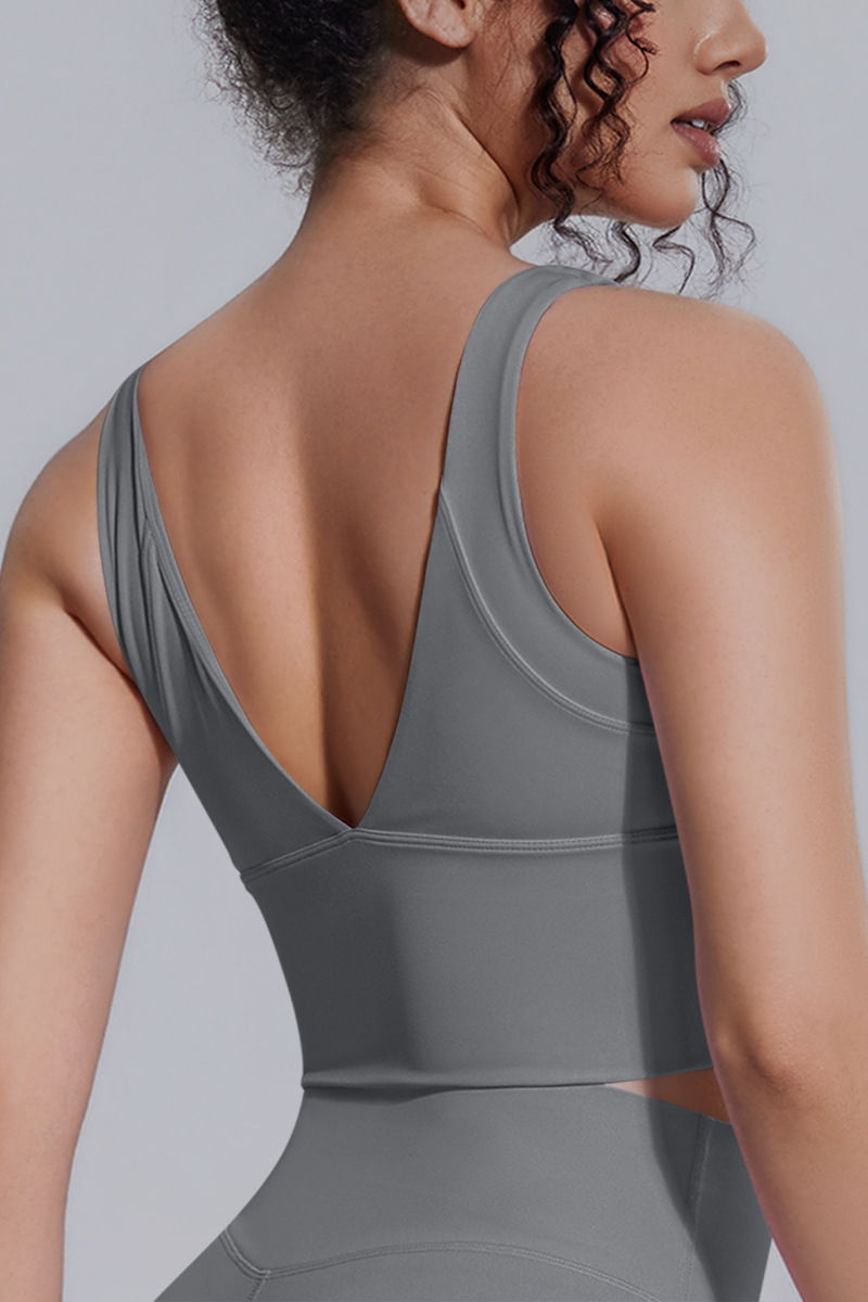 Women's Athletic V-back Wide Shoulder Straps Yoga Sports Bra