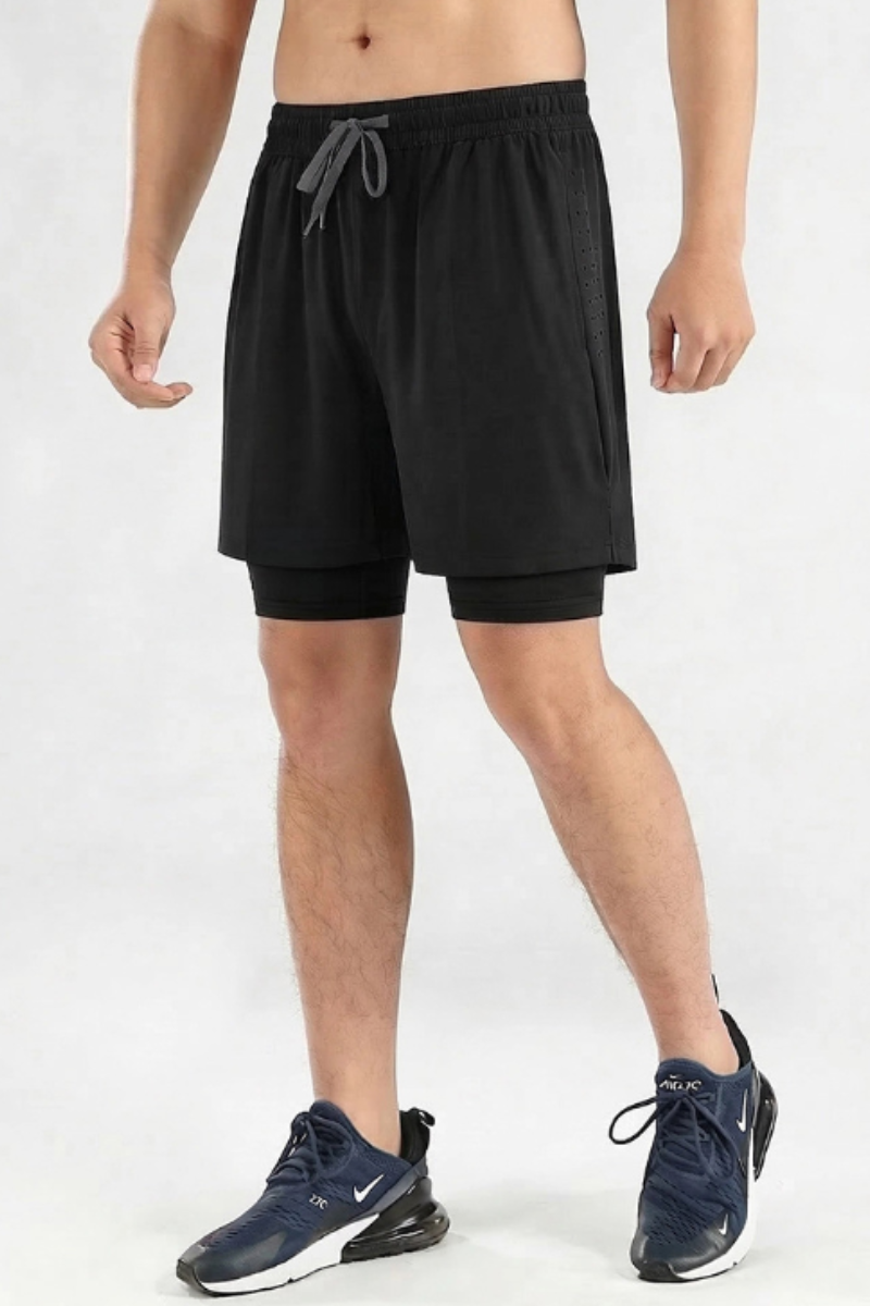 Men's 2-in-1 Athletic Breathable  Shorts with Inner Liner