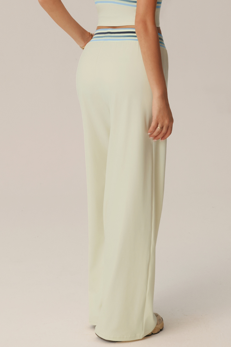 Women's Contrast Color Striped Waistband Draped Casual Pants