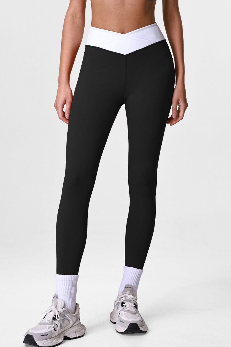 Women's Cross V-Waist Color-Block Sculpting Yoga Leggings