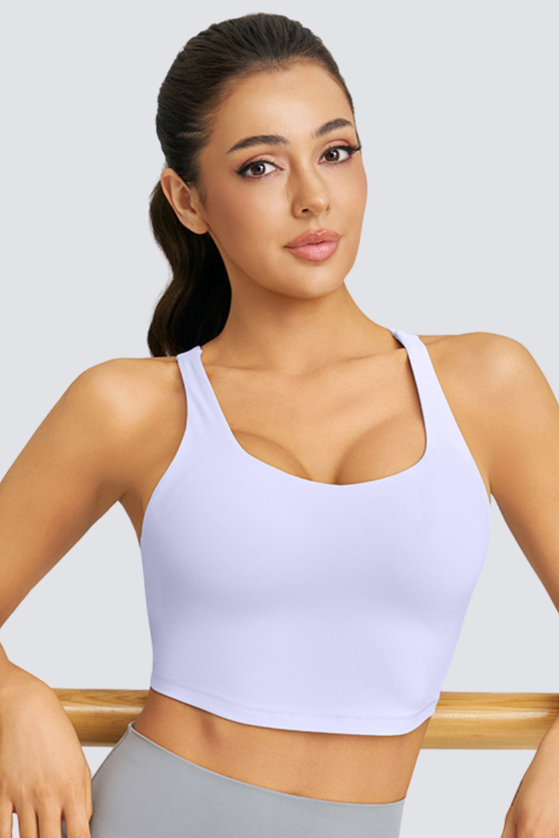 Women's Athletic V-Back Slim Fit Solid Yoga Bra