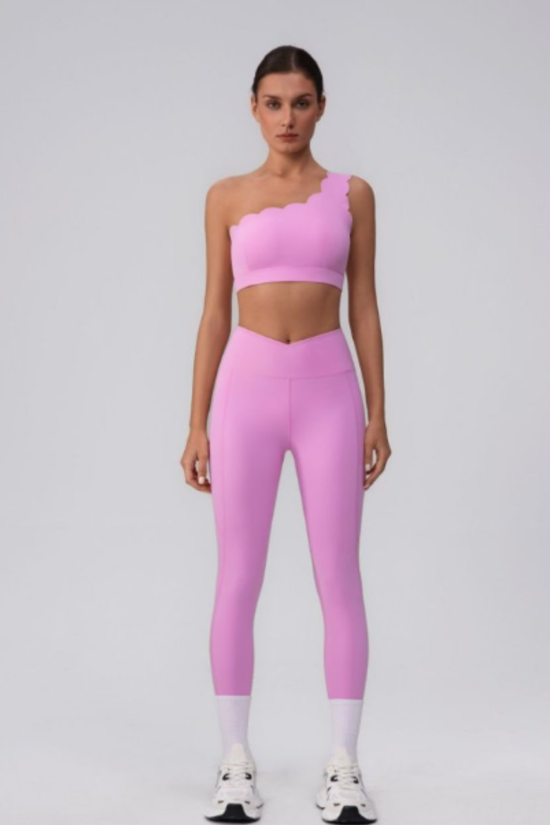 Women's Asymmetric One-Shoulder Bra & V-Waist Leggings Set