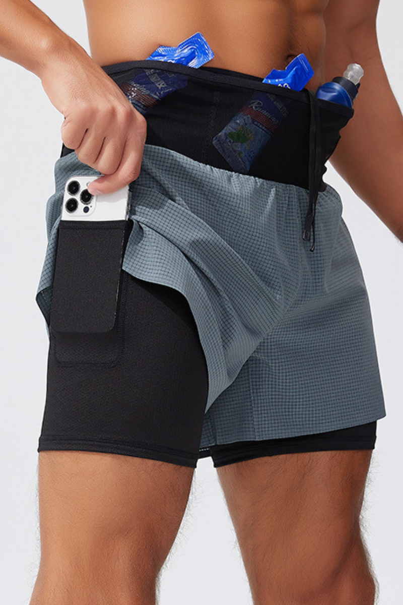 Men's 2-in-1 Running Shorts with Quick-Dry Outer Layer