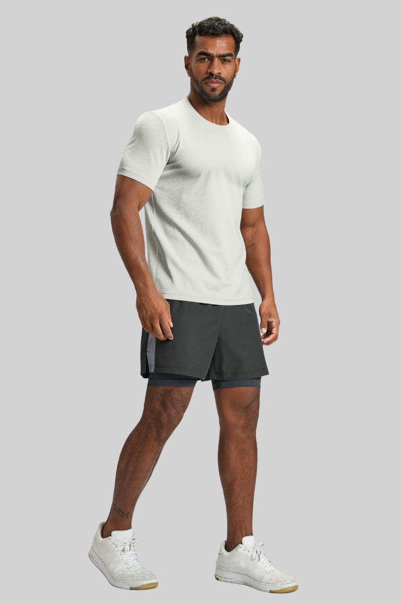 Men's Summer Mesh Round-Neck Loose-Fitting Sports T-shirt