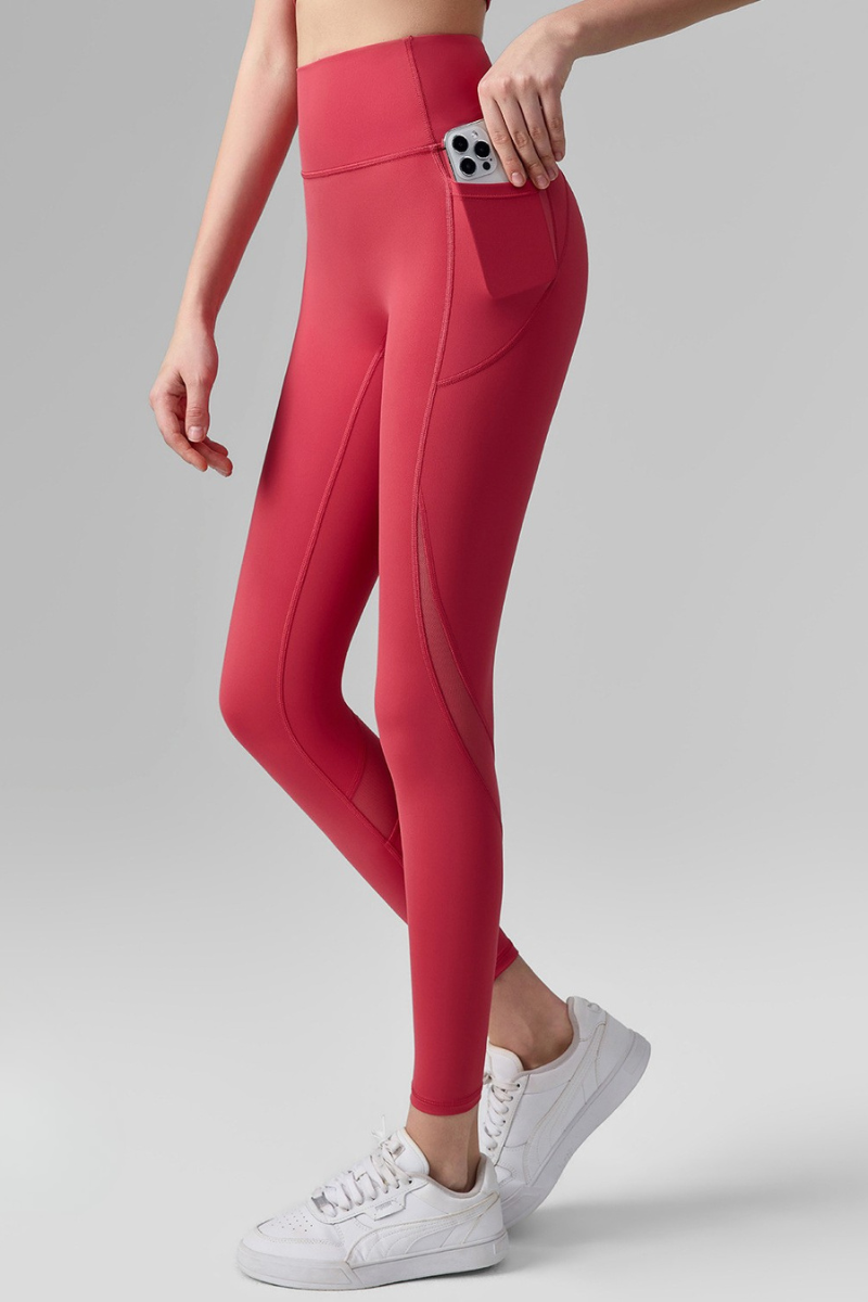 Women's Mesh-Panel High-Waisted Leggings with Side Pockets