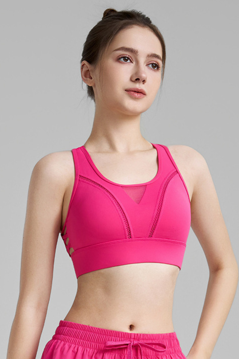 Women's Mesh Panel Racerback Adjustable Sports Bra