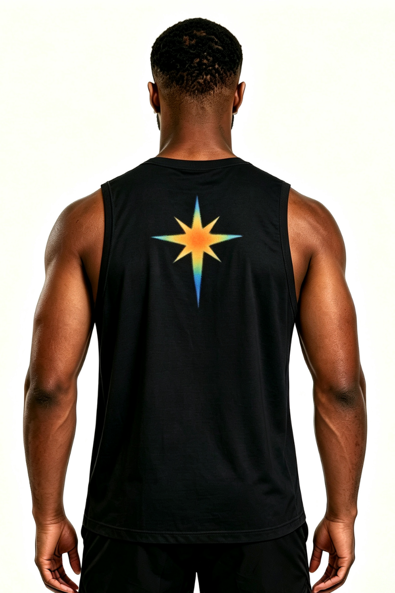 Men's Raglan Crew Neck Printed Quick Dry Athletic Tank Top