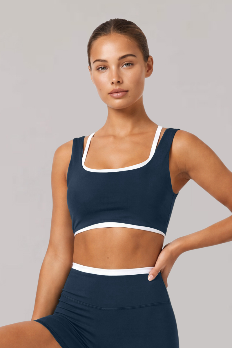 Women's Color Block Wide Strap Sports Yoga Bra
