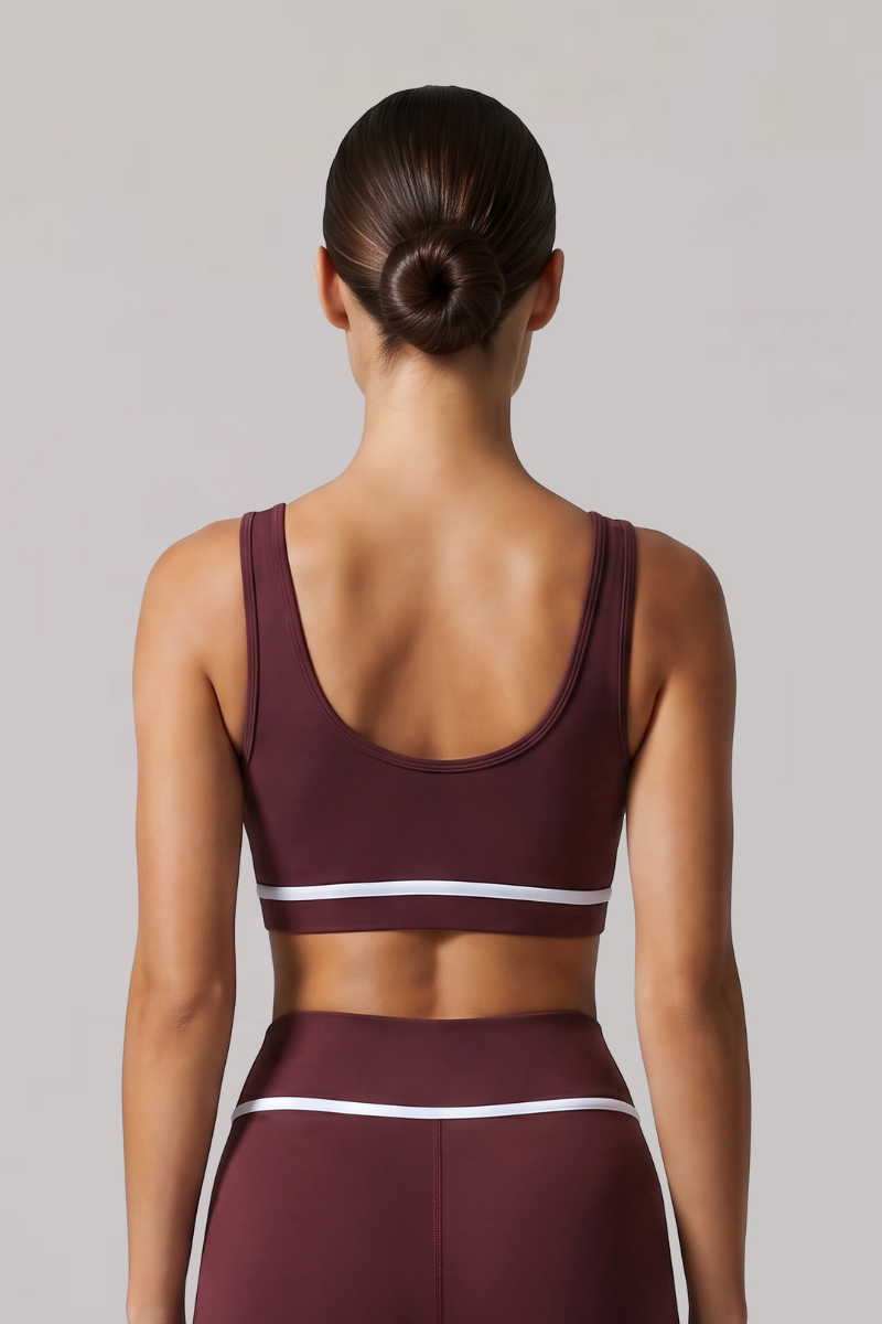 Women's Contrast-Line Wide Strap Shaping Sports Bra
