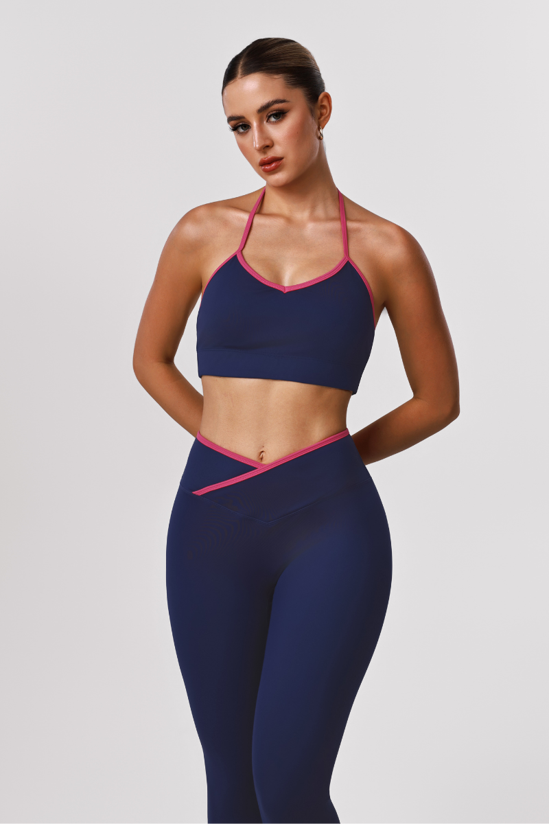 Women's Athletic Sets:Halterneck Bra And V-Waist Leggings