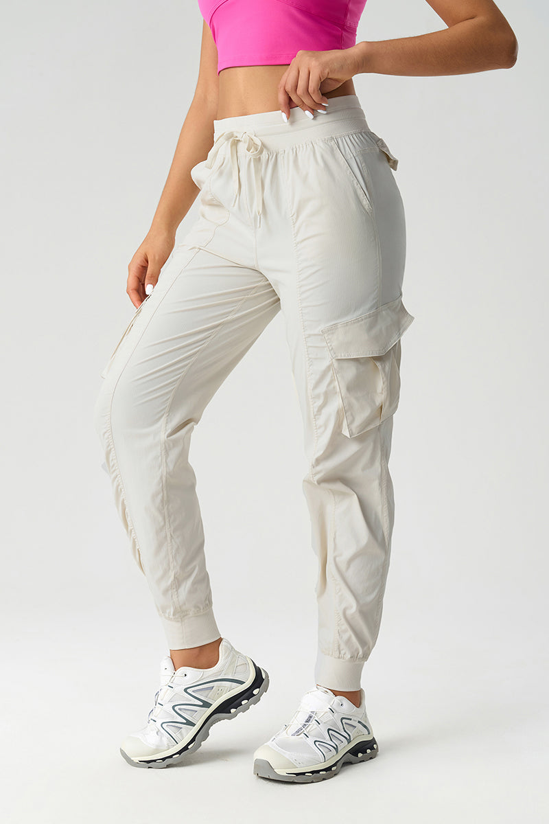 Women Mid-Rise Drawstring Leg Loose-Fitting Lightweight Quick-Drying Breathable Outdoor Workwear Sweatpants