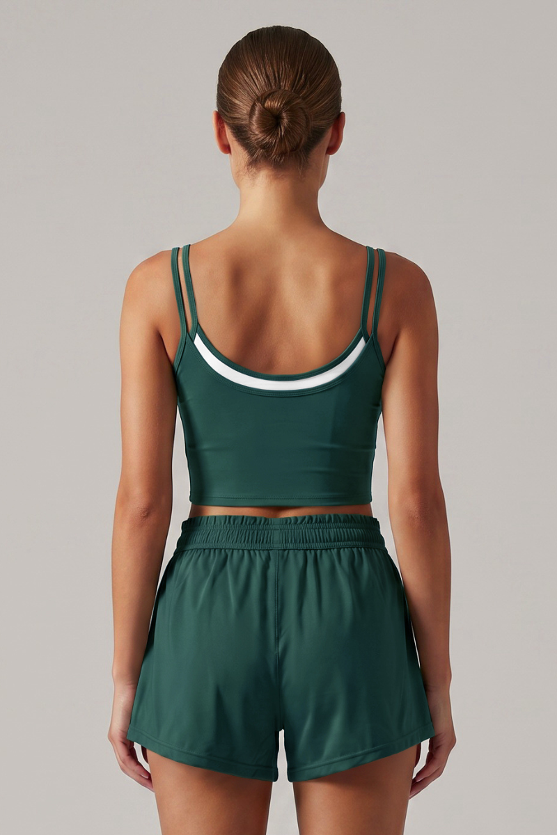Women's Double-Strap Straps Faux Two-Piece Sports Tank Top