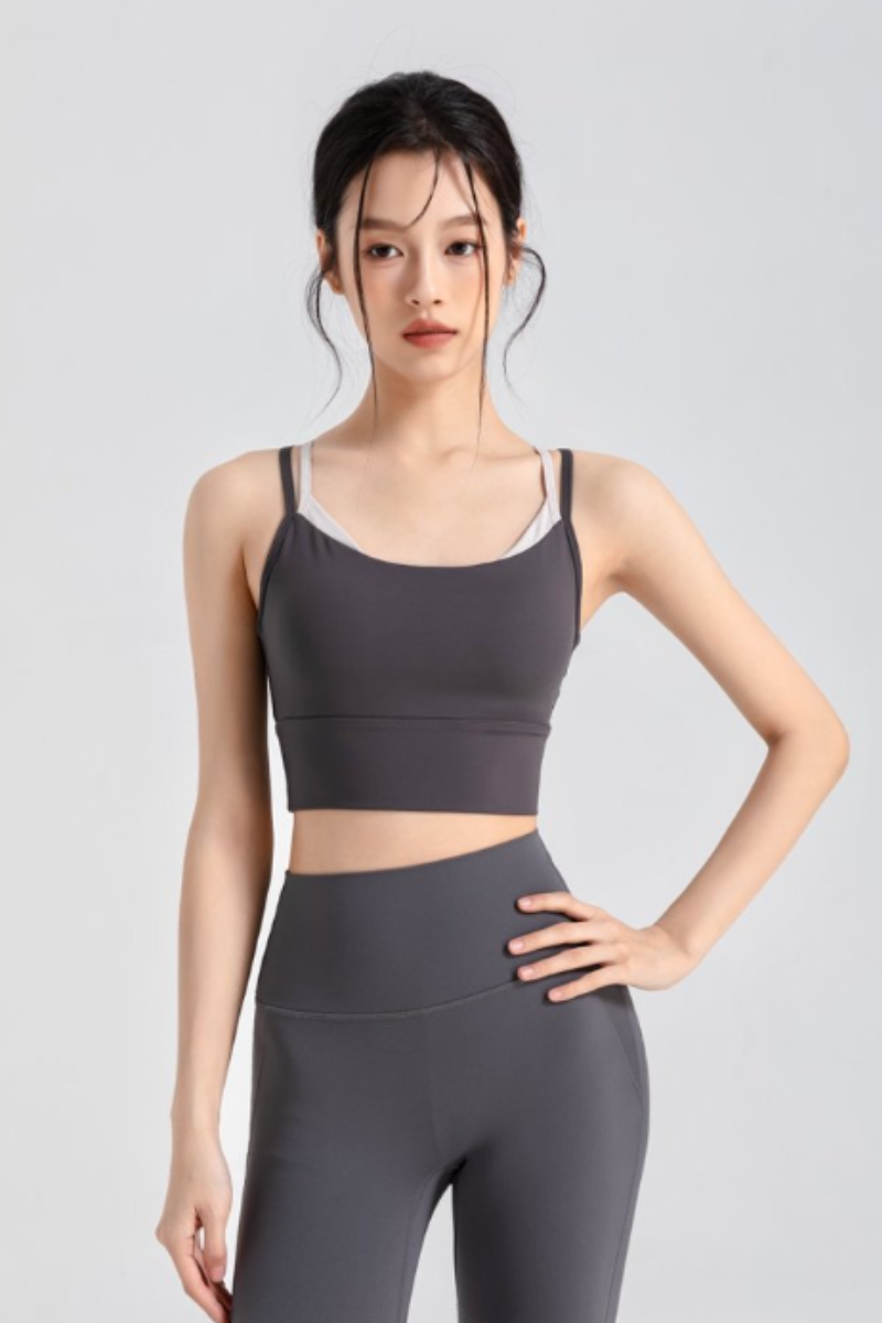 Women's Double Thin Strap Crisscross Back Cropped Tank Top