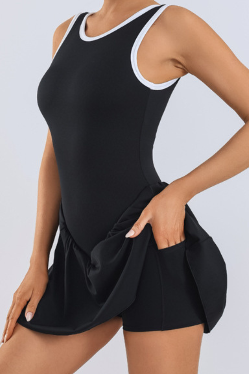 Women's Color Block U-Back Anti-Chafing Tennis Mini Dress