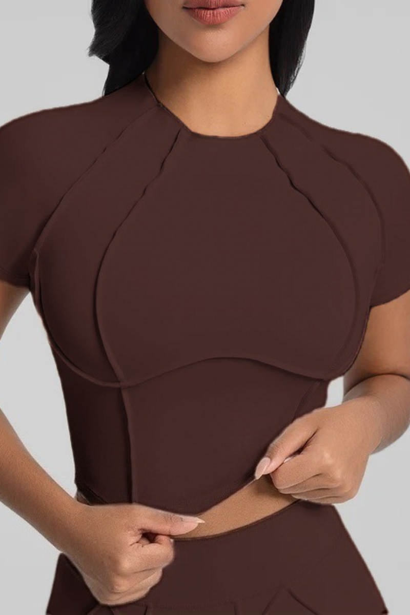 Women's Athletic Seam Detail Cropped Naked Feel Yoga T-shirt