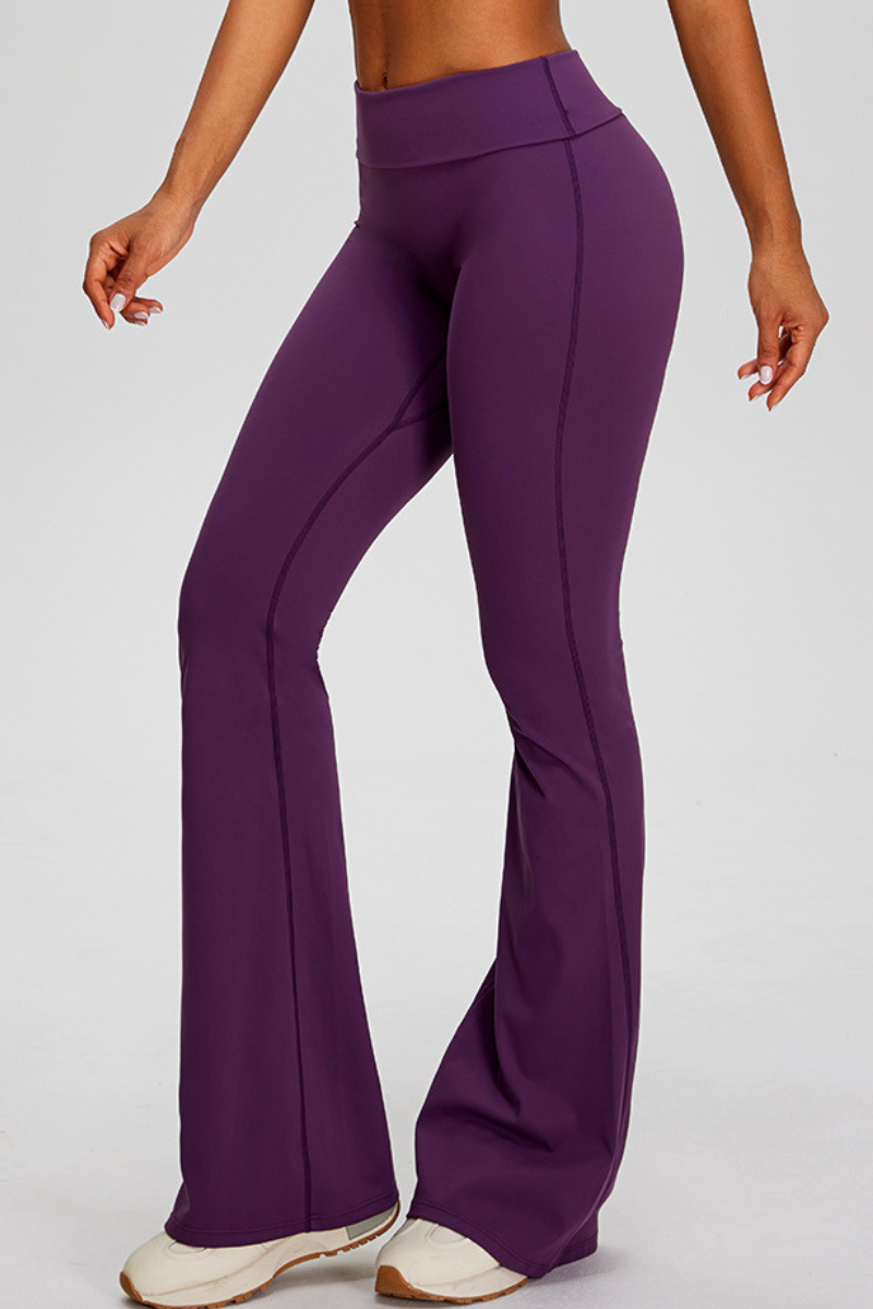 Women's Athletic Solid Pleated Buttocks Lift Flare Pants