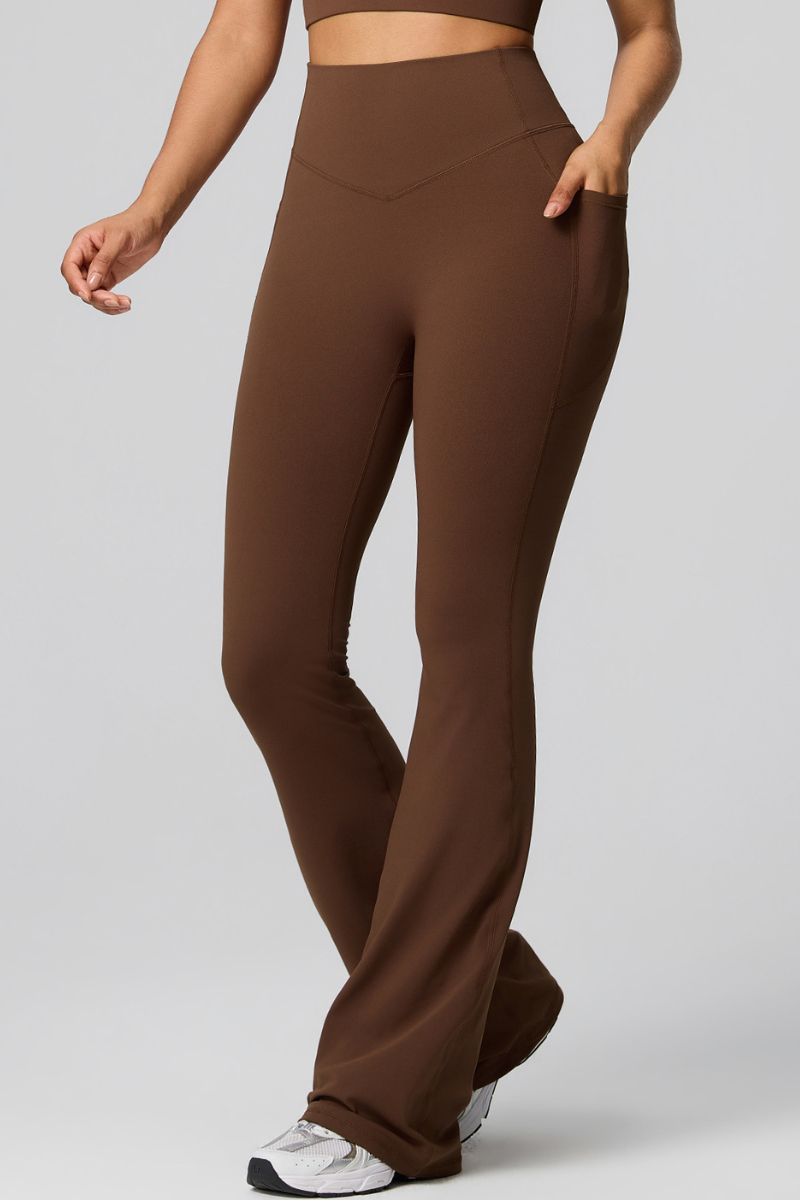 Women's High Waist Side Pocket Sculpting Flare Yoga Pants