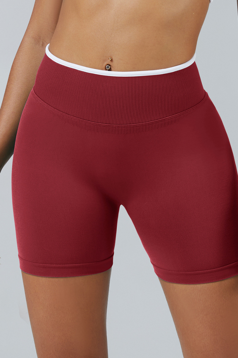 Women's Color Contrast Trim Seamless 3 Inch Yoga Shorts