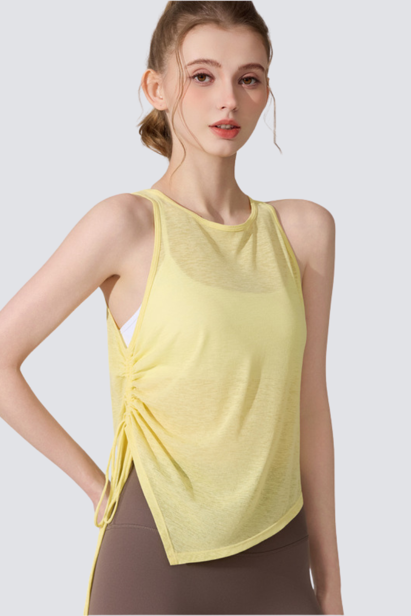 Women's  Summer Side Drawstring Sheer Breathable Tank Top