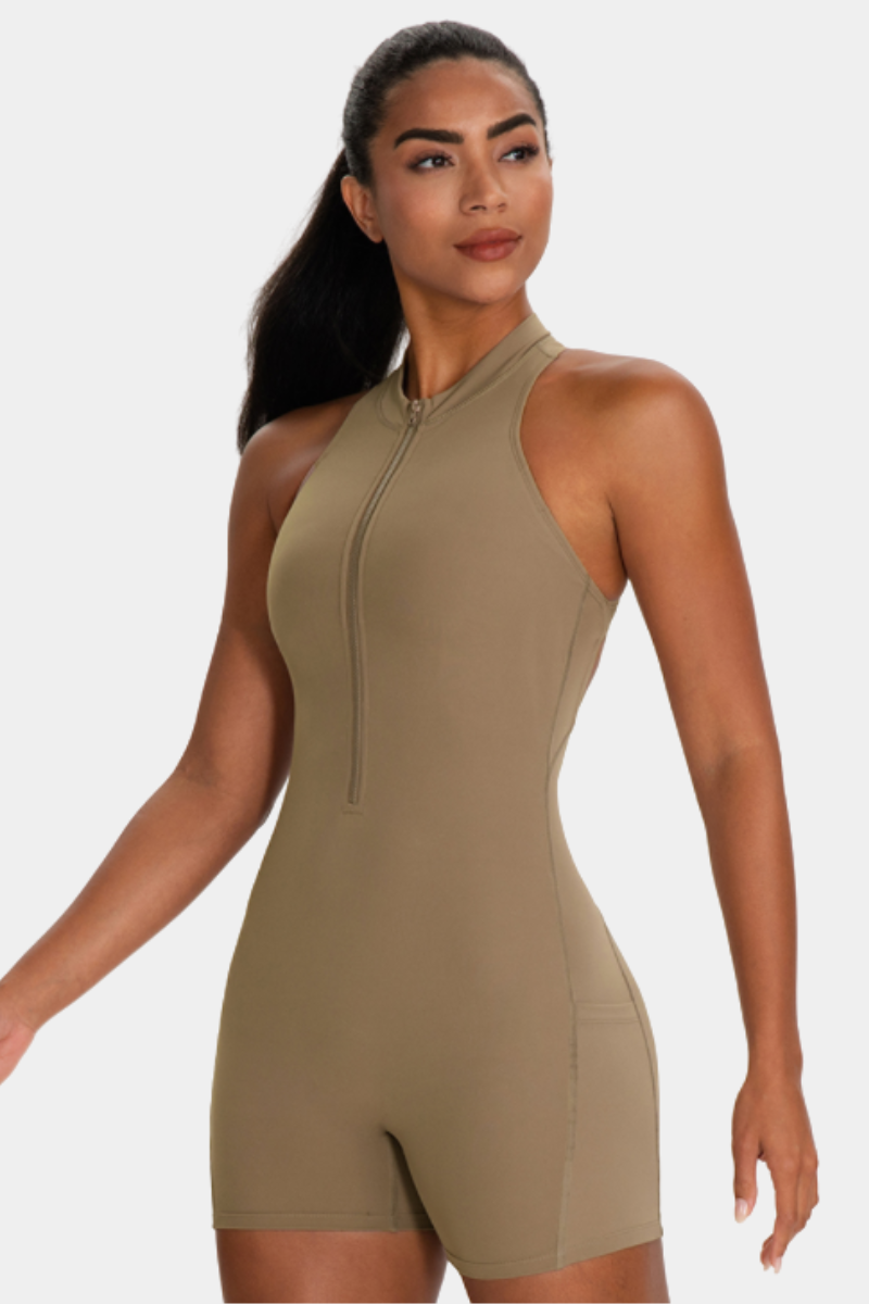 Women's Hollow Out Pocket Pleated Buttocks Lift Jumpsuit