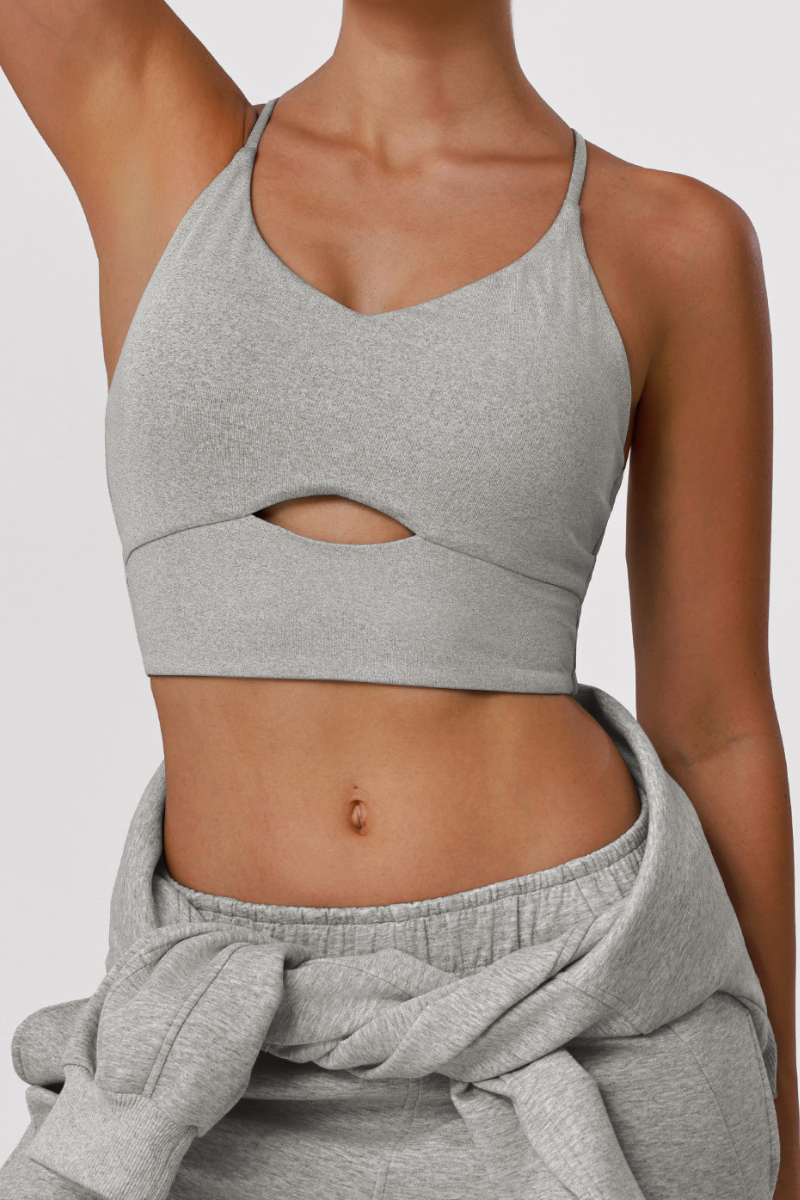Women's Athletic V-neck Thin-Strap Cross Back Bra