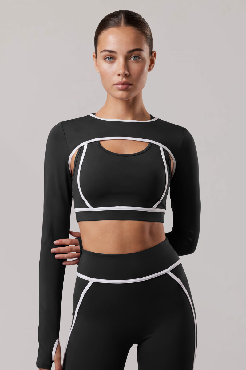 Women's Finger Cuffs Contrast-Line Naked-Feel Sports Shrug
