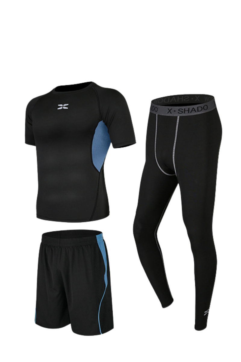 Men's 3-Piece Sports Sets:T-shirts & Leggings & Shorts