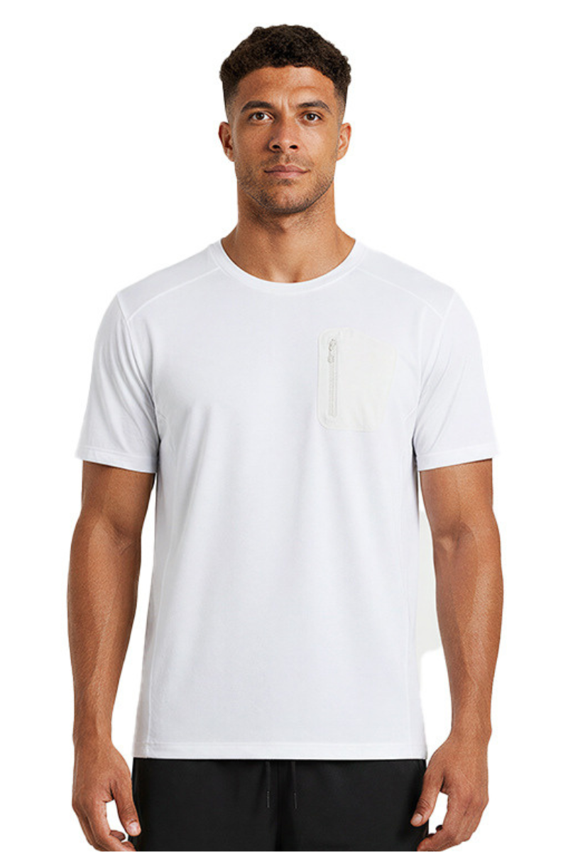 Men's Summer Crew Neck Front Pocket Outdoor Athletic T-shirt
