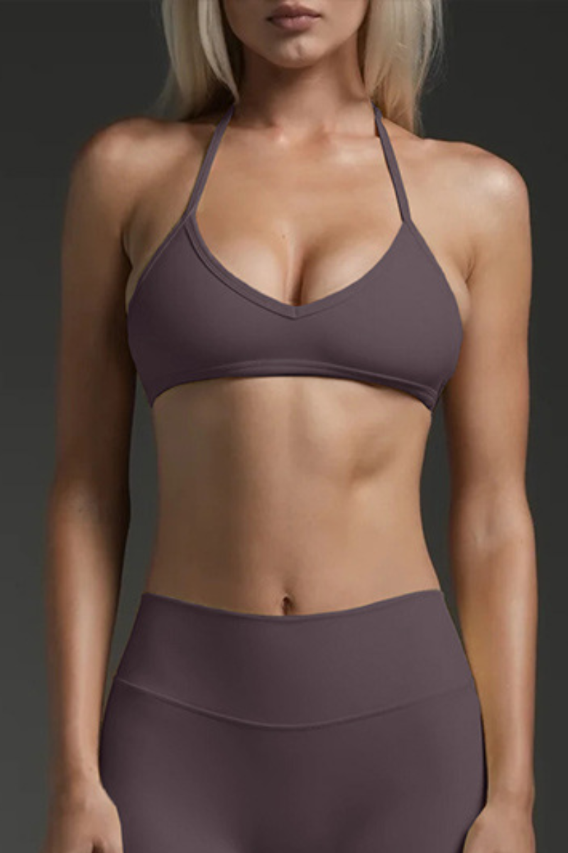 Women's Halterneck Backless Yoga Sports Bra