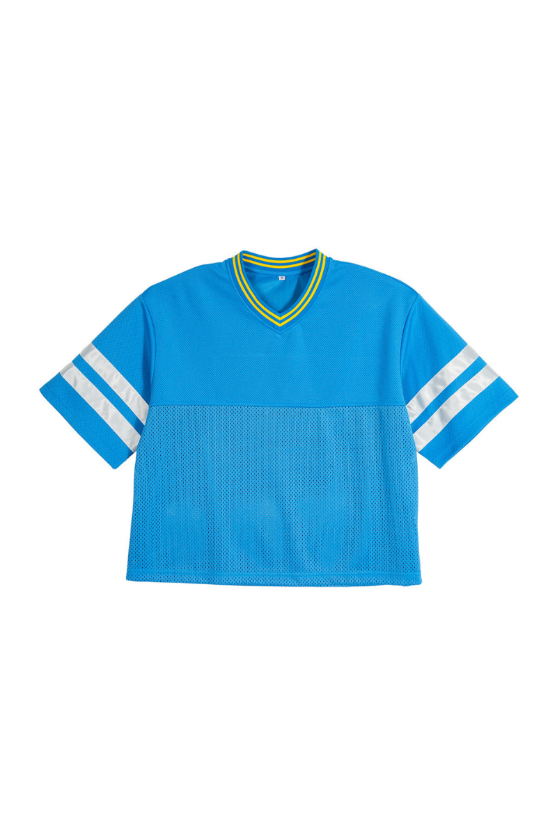 Unisex Striped Color Block Mesh Athletic Football Jersey Tee