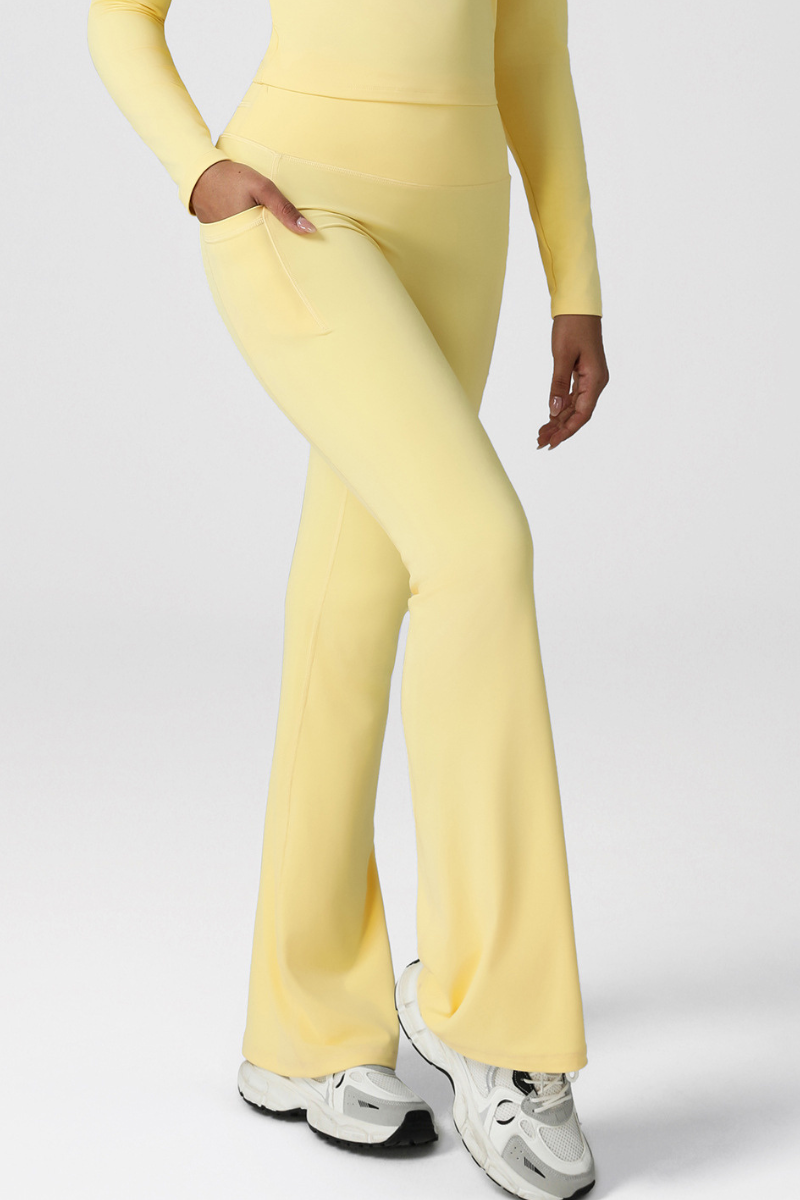 Women's Athletic High-Waist Side Pocket Yoga Flared Pants