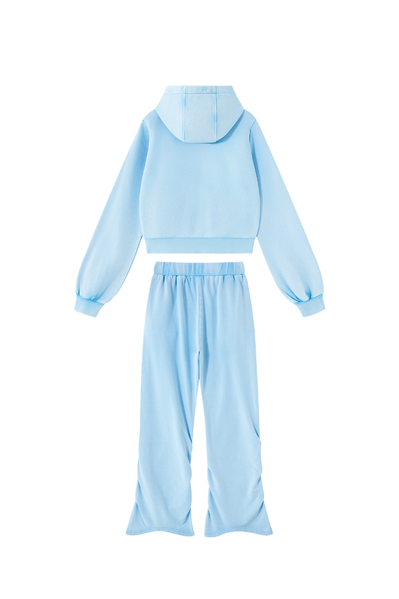 Women's Fall Vintage Washed Distressed Jacket &Sweatpant Set