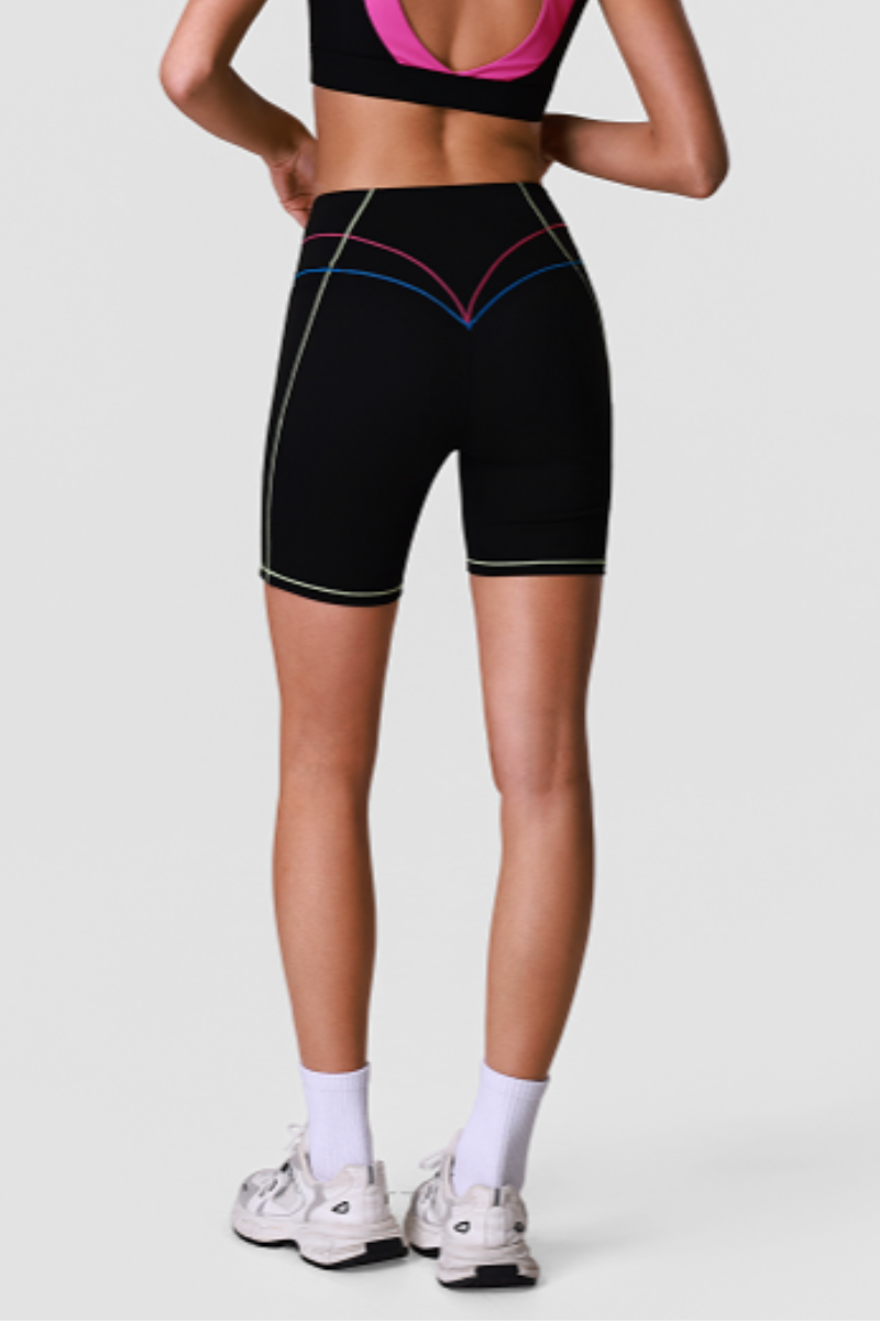 Women's Color Block Side Pocket High-Waist Sports Shorts