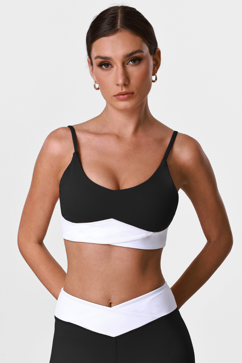 Women's Color-Block Naked Feel Thin Straps Yoga Sports Bra