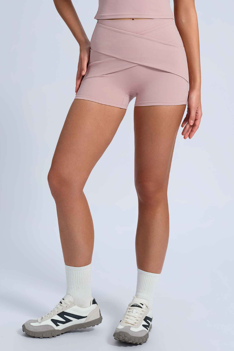 Women's Naked Feel Crisscross Waist Solid Sports Yoga Shorts