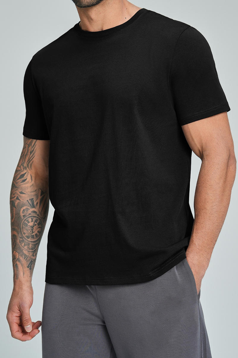 Men's Summer 100% Organic Cotton Solid Crew Neck Sports Tee