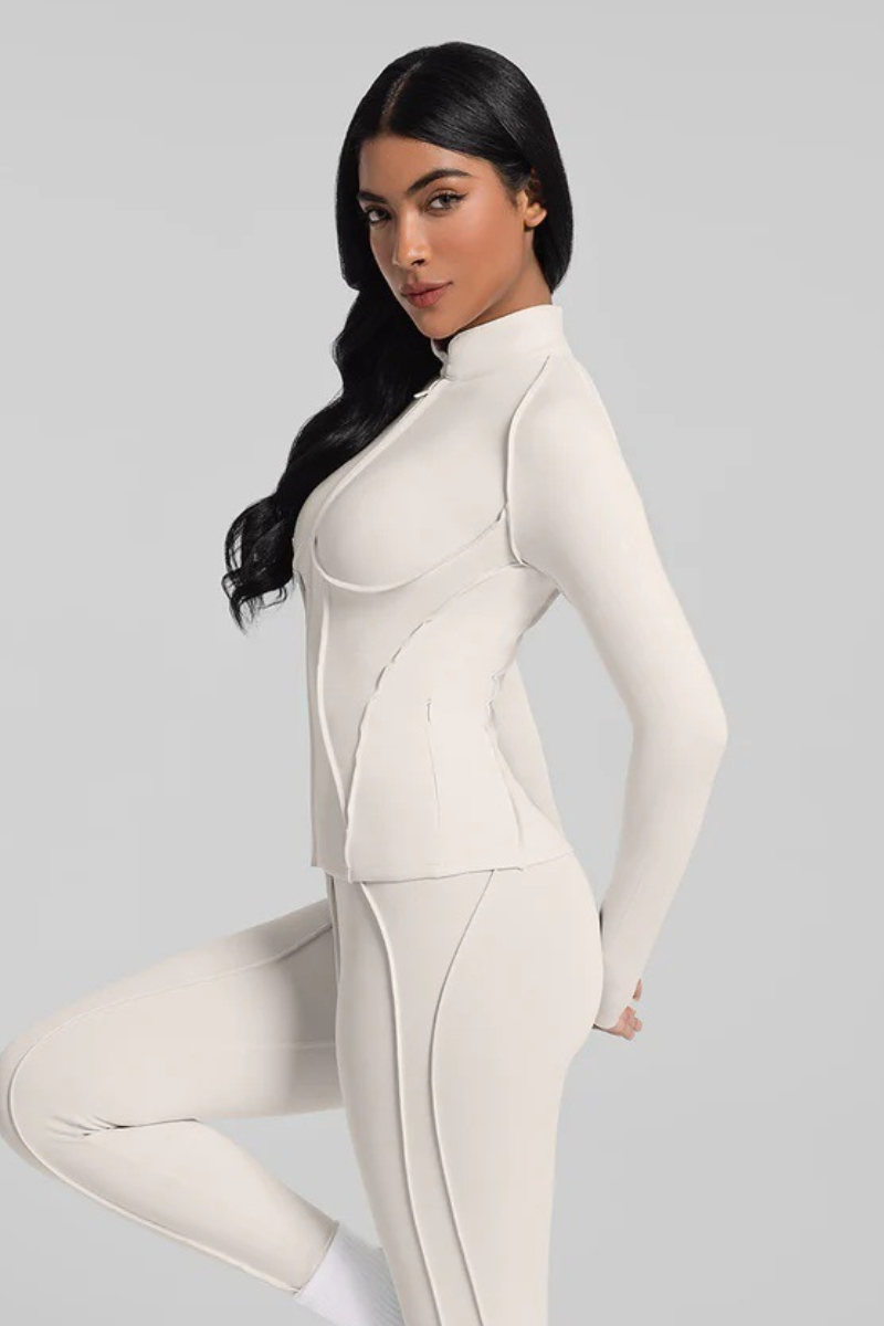 Women's Athletic Seam Detail Finger Cuffs Yoga Jacket