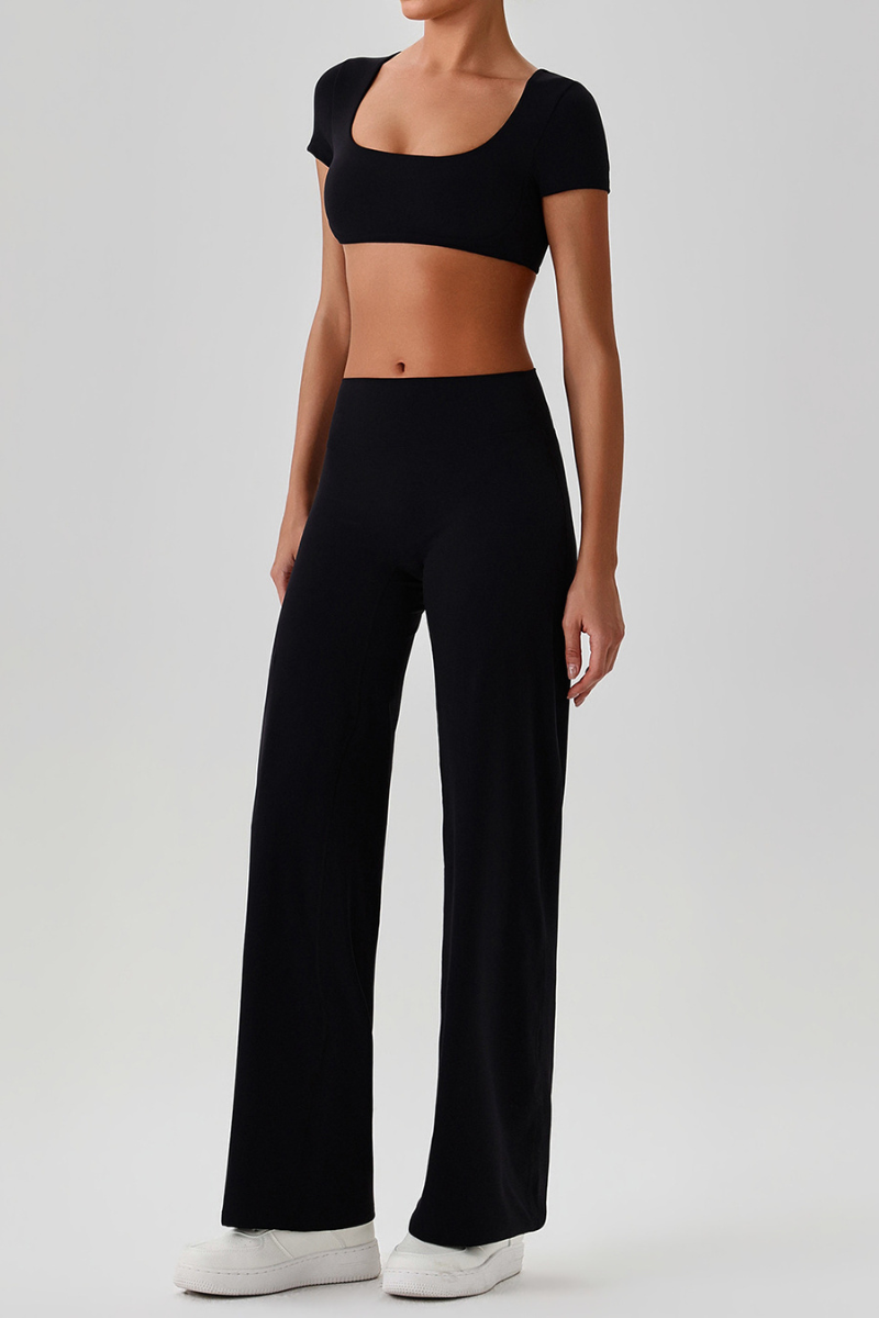 Women's  Quick Dry T-shirt & No Front Seam Yoga Pants Set