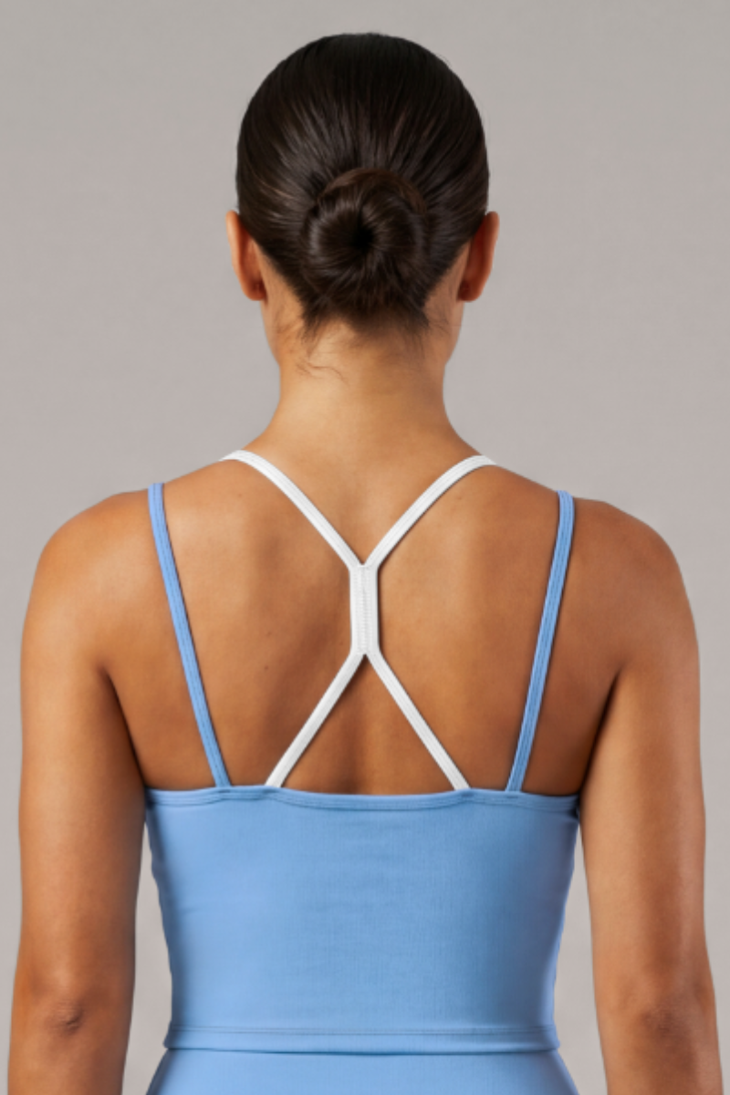 Women's Color Block Fake Two-Piece Sports Cami Tank Top