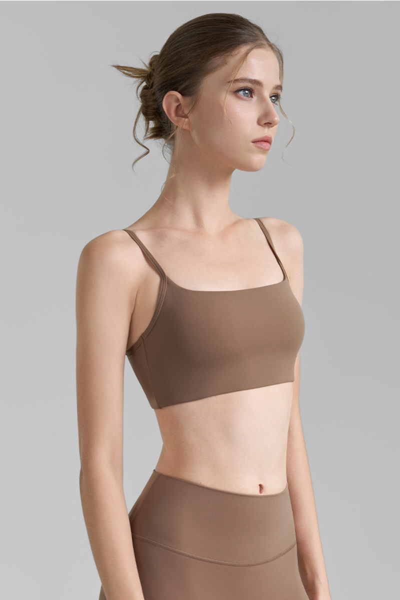 Women's Multi-Color Square Neck Spaghetti Strap Yoga Bra