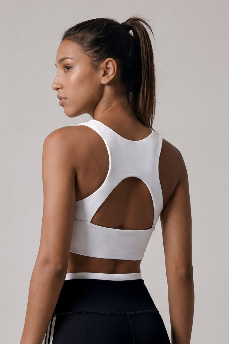 Women's Color Block Wide Strap Back Cutout Sports Bra