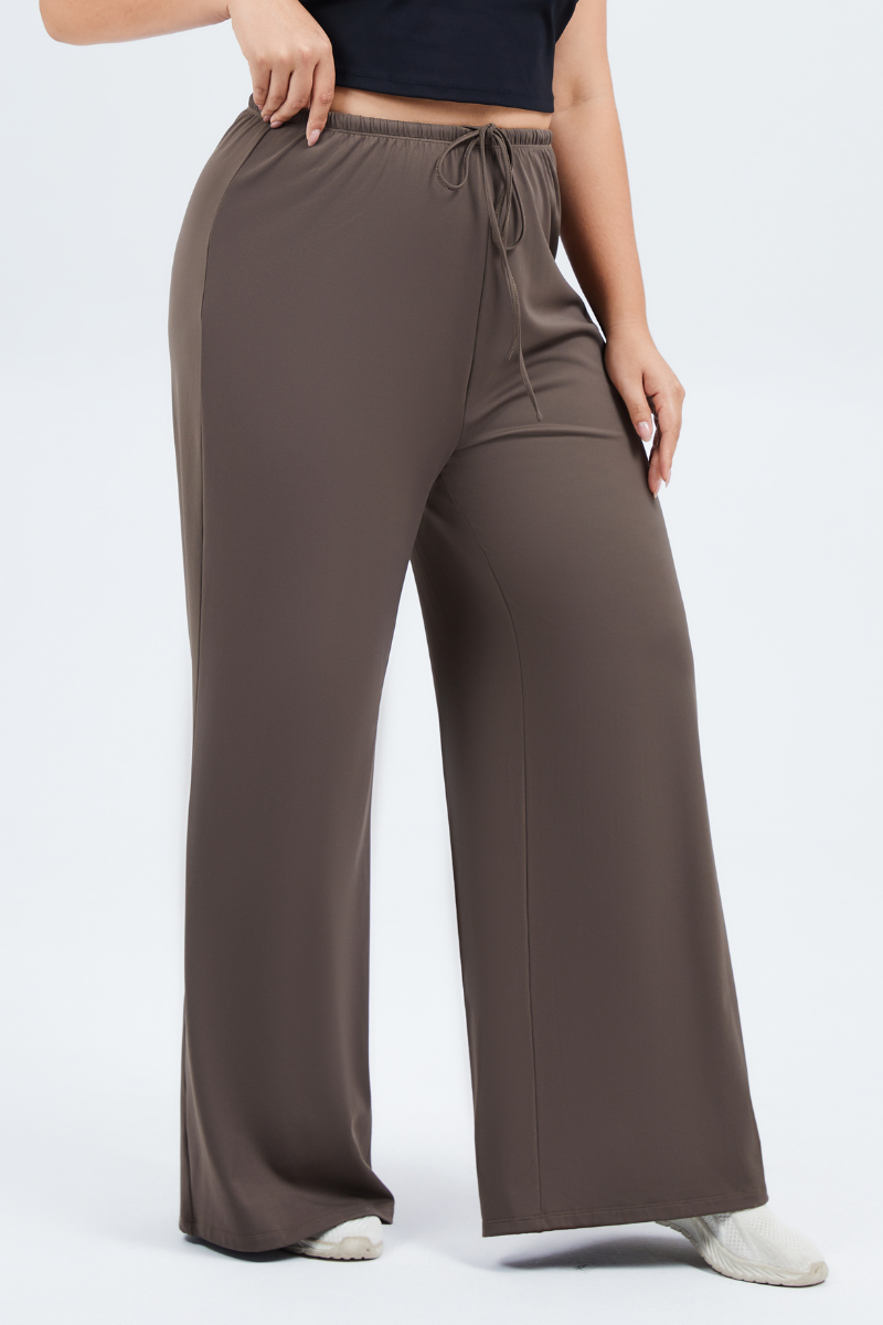 Plus Size Women's Drawstring Waist Loose-Fit Yoga Wide-Leg Pants