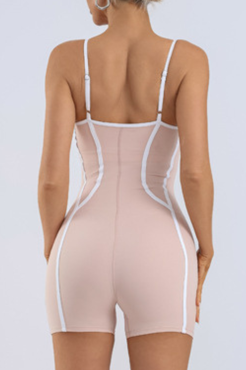 Women's Adjustable Thin Strap Contrast Stripe Padded Romper