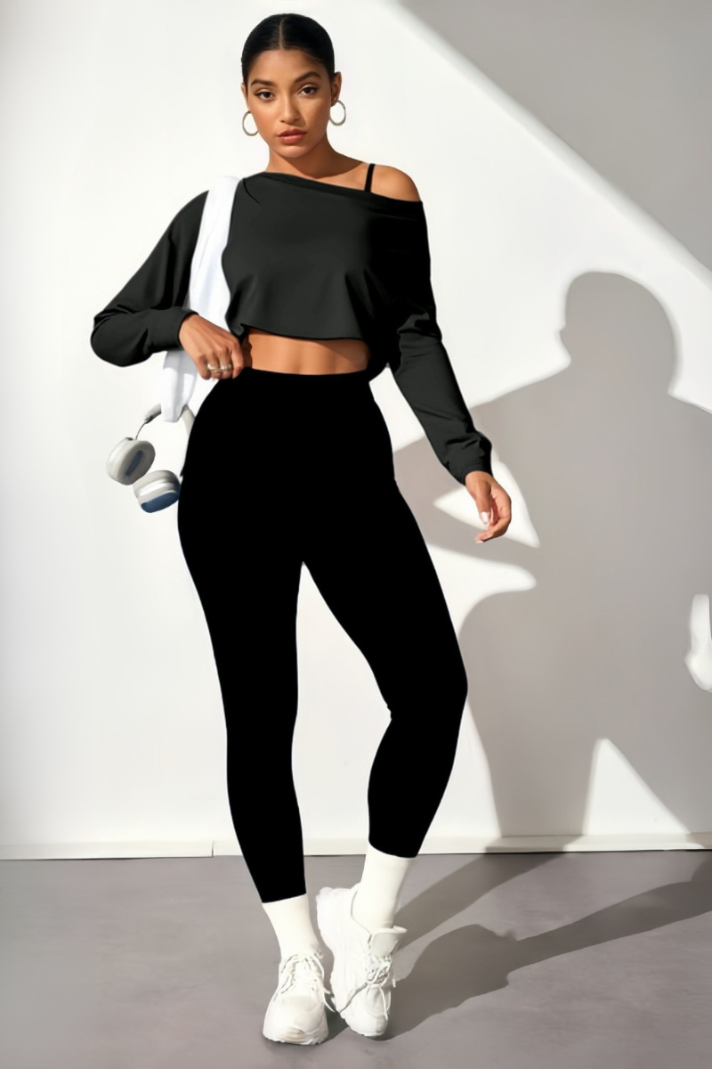 Women's 3-piece Sets:Off The Shoulder Top& Bra & Leggings