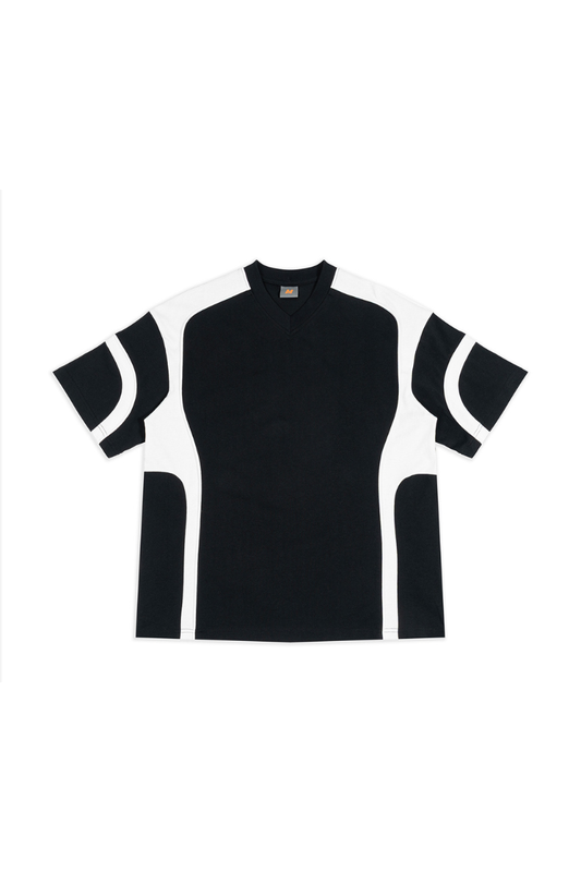 Unisex 100% Cotton Color-Block V-Neck Short-Sleeve T-Shirt