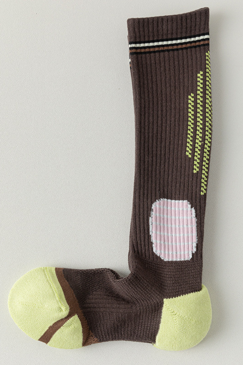 Women's Color Block High-Stretch Calf-High Spoprts Socks