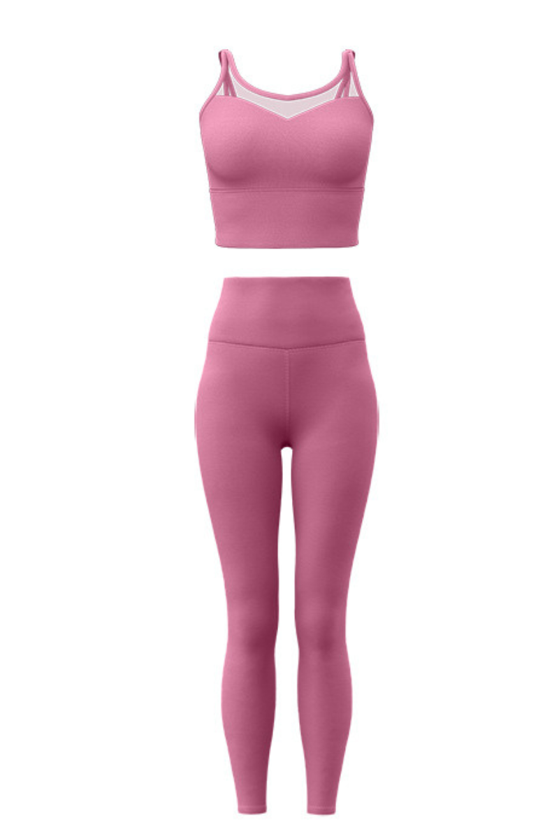 Women's Athletic Sets:Mesh Panel Bra And High Waist Leggings