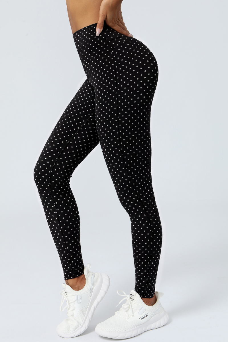 Women's Athletic Polka Dot Mid Waist Yoga Leggings