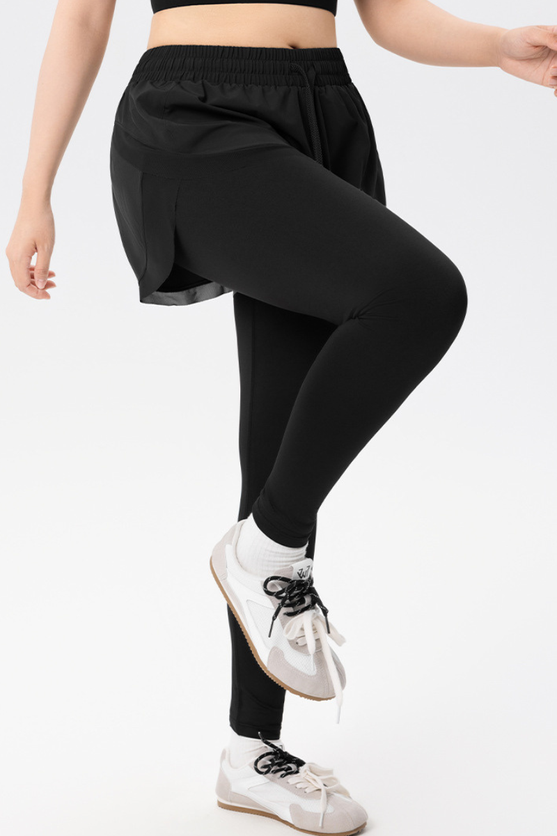 Plus Size Athletic Women's 2-in-1 Quick Dry Running Leggings