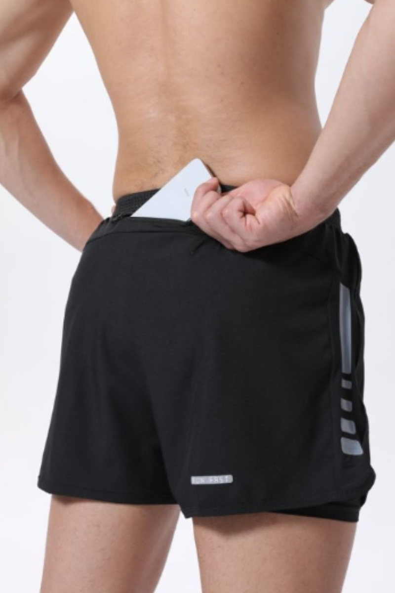 Men's 2-in-1 Anti-Chafe Reflective Quick Dry Running Shorts